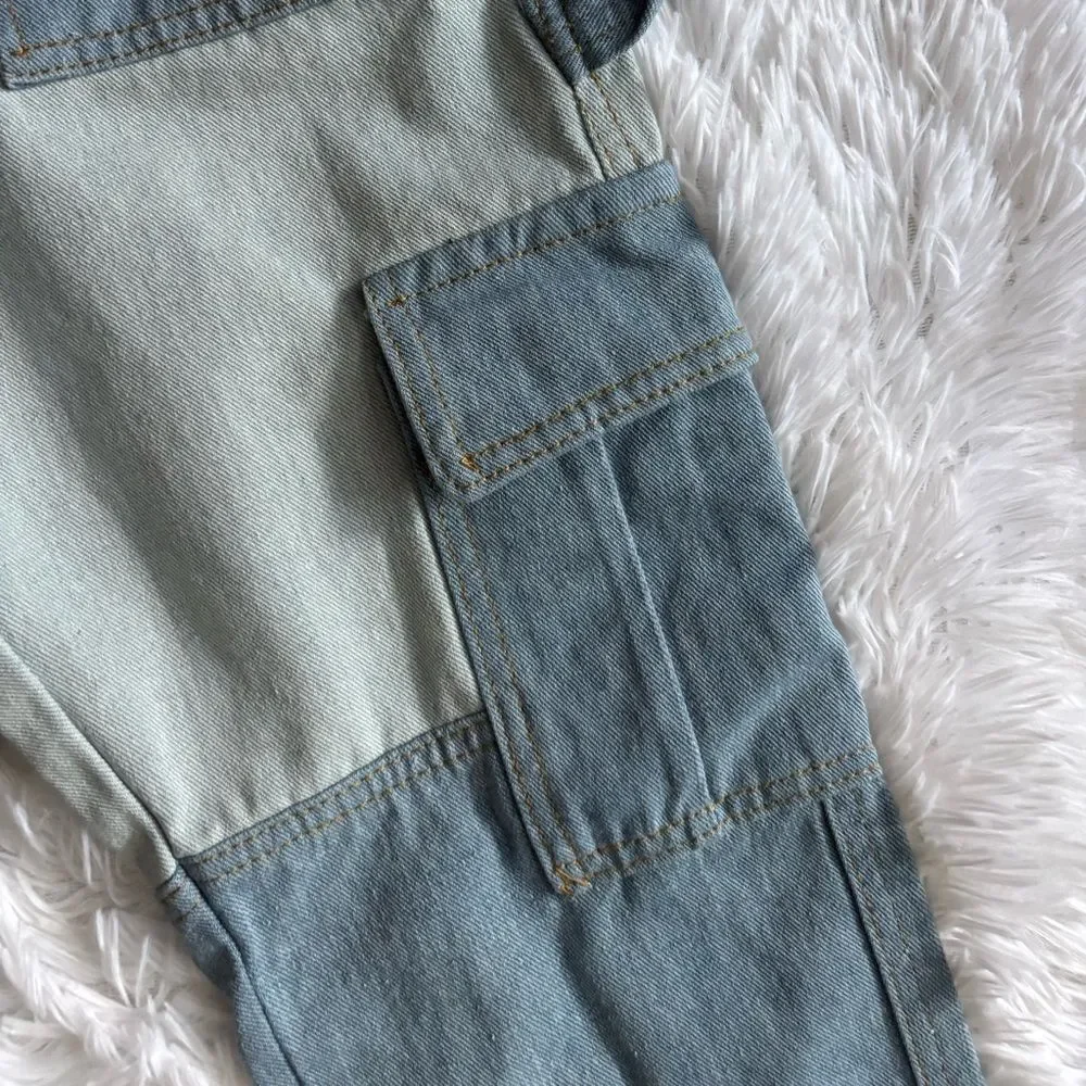 Cargo Carpenter Jeans Two Tone Blue Womens‎ Size Medium